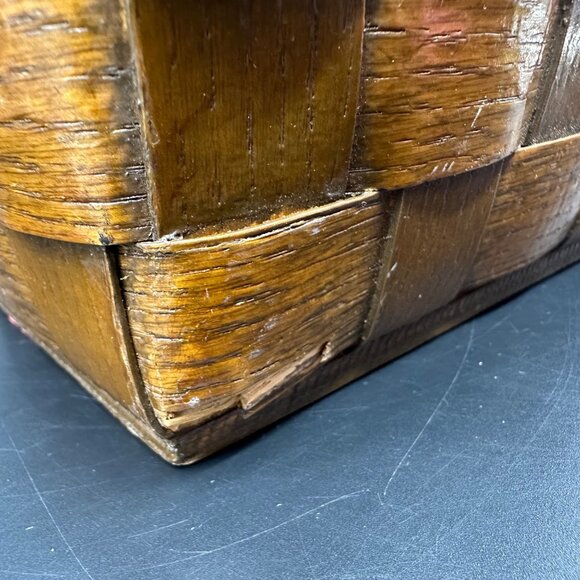 Vintage Basket Purse Frog Mushroom 1970s Decoupage Handbag Kitschy Top Handle - Picture 9 of 16